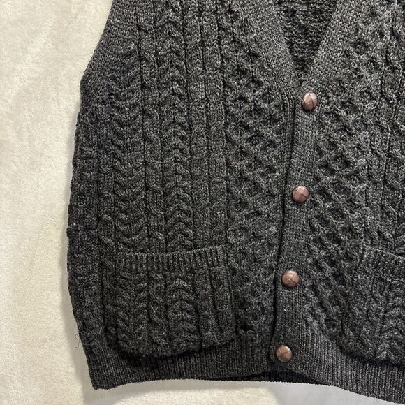 Aran Islands Knitwear Sweater Vest Men's XXL Gray Knit Fisherman Cable Wool - Picture 4 of 14